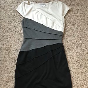 London Times black, white and gray dress